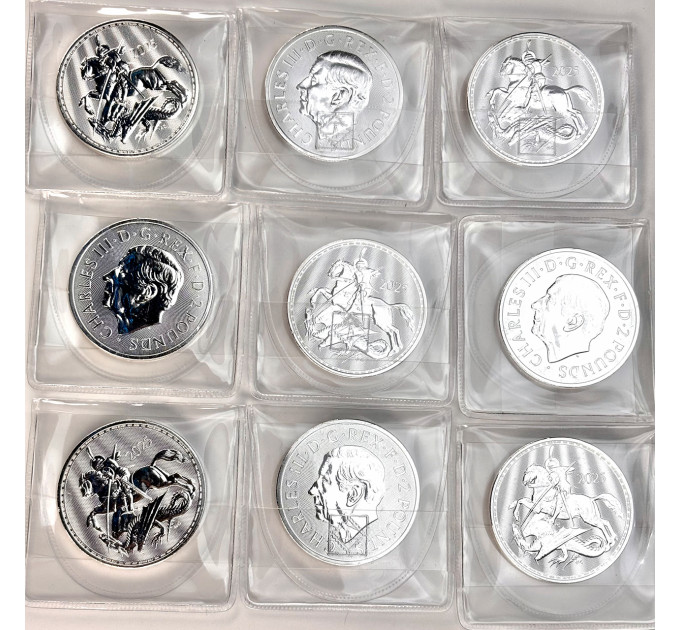 Серебряная монета 2£ «Святой Георгий и Дракон» 1 oz 2025 Великобритания