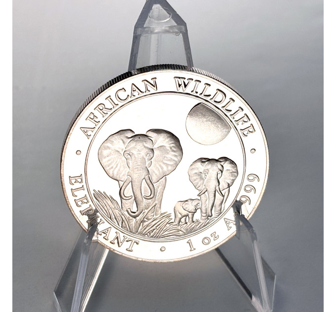 Серебряная монета 100 шиллингов «Африканский слон» 1 oz 2014 Сомали