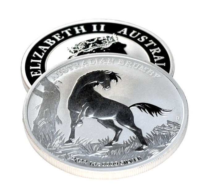 Серебряная монета 1$ Australian Brumby 1 oz 2022 года — редкий выпуск из Австралии