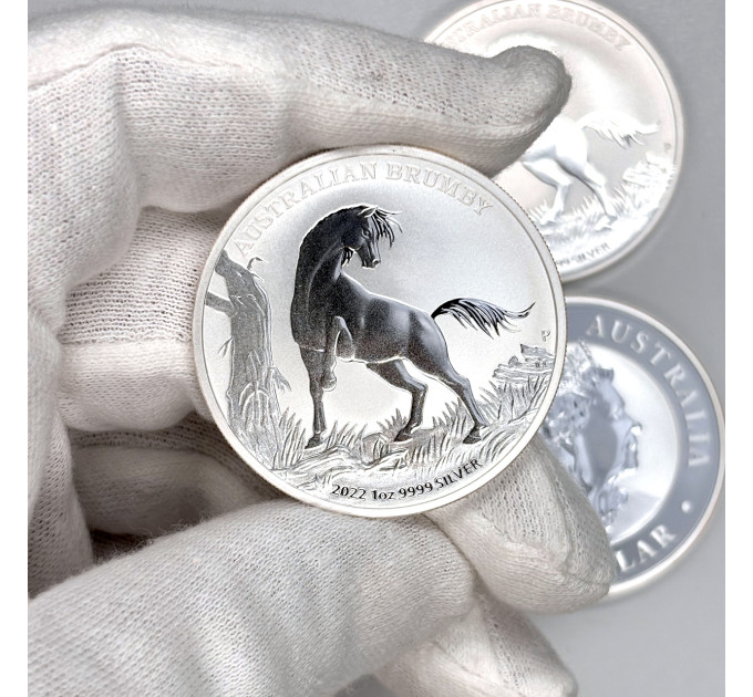 Серебряная монета 1$ Australian Brumby 1 oz 2022 года — редкий выпуск из Австралии