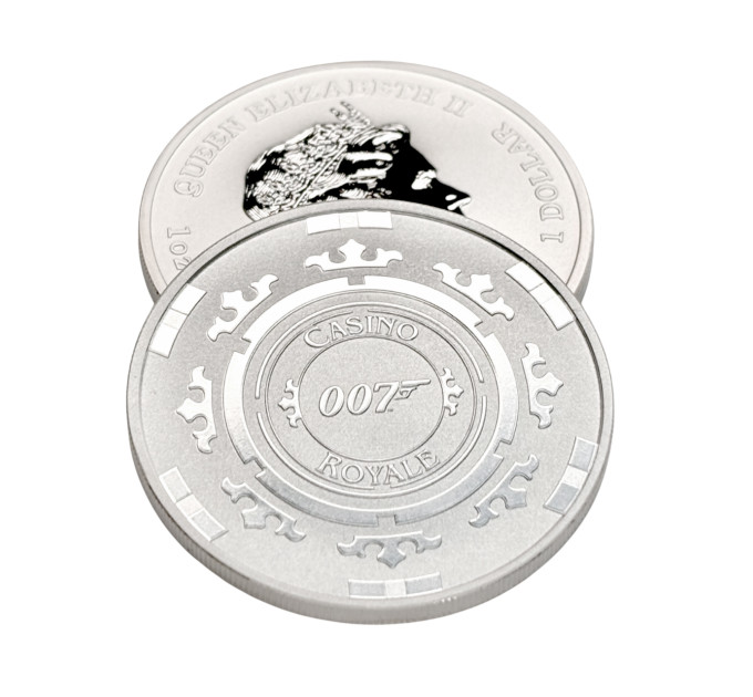 Серебряная монета 1$ Агент 007 «Казино Рояль» 1 oz 2023 Тувалу