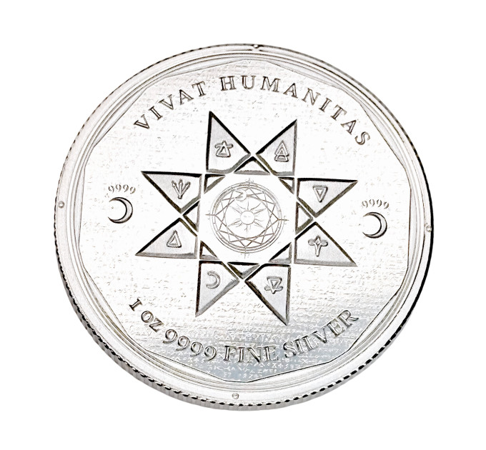 Серебряная монета 1 унция 2022 Tokelau «Vivat Humanitas» 5$ Ag.9999