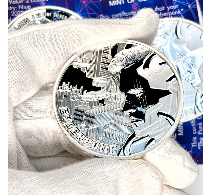 Серебряная монета 2 oz Niue 2023 Punk Universe — Cyberpunk .999 с сертификатом