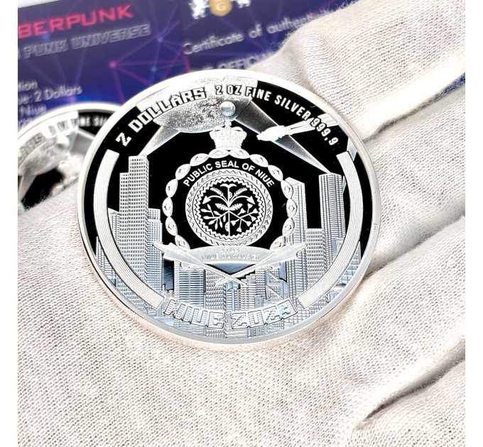 Серебряная монета 2 oz Niue 2023 Punk Universe — Cyberpunk .999 с сертификатом