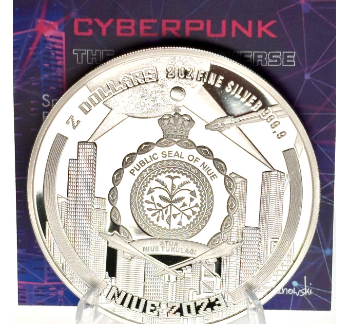 Серебряная монета 2 oz Niue 2023 Punk Universe — Cyberpunk .999 с сертификатом
