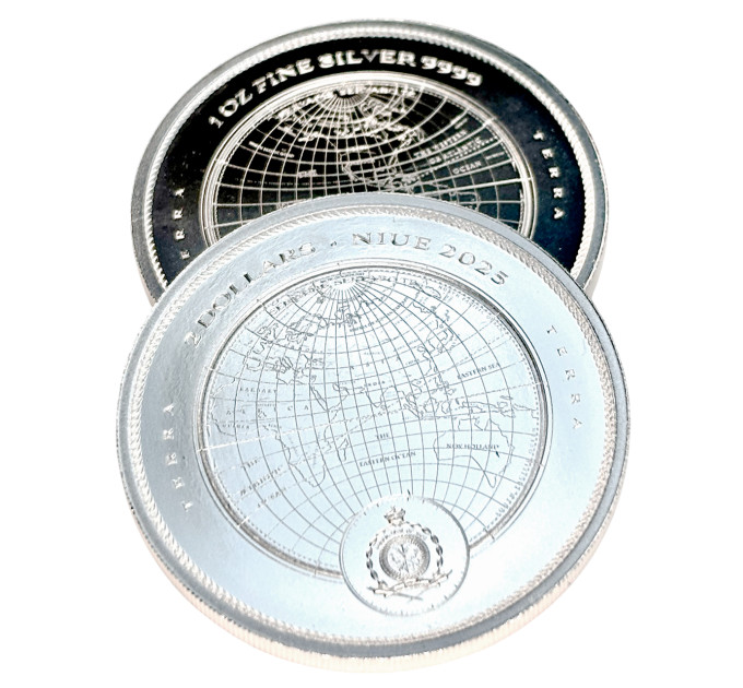 Серебряная монета Terra 2025 1 oz Ag .9999 — 2 $ с тематикой защиты планеты