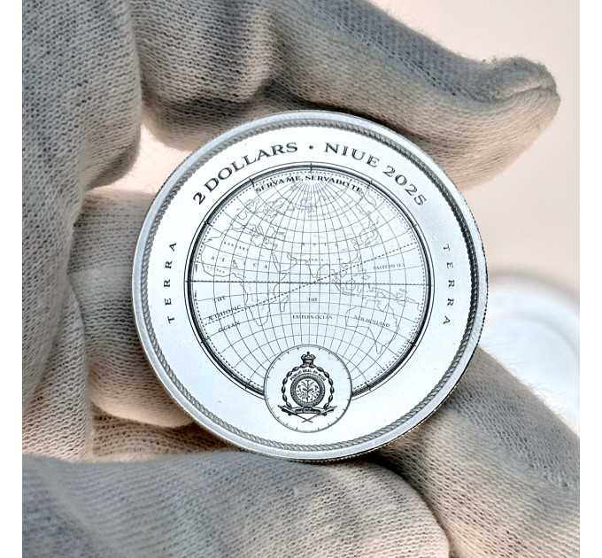 Серебряная монета Terra 2025 1 oz Ag .9999 — 2 $ с тематикой защиты планеты