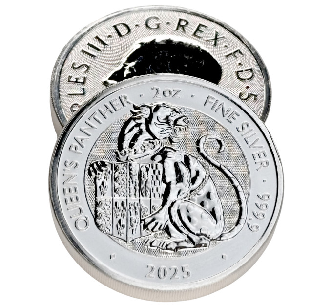 Серебряная монета 5£ Queen’s Panther 2oz 999.9 • Великобритания 2025
