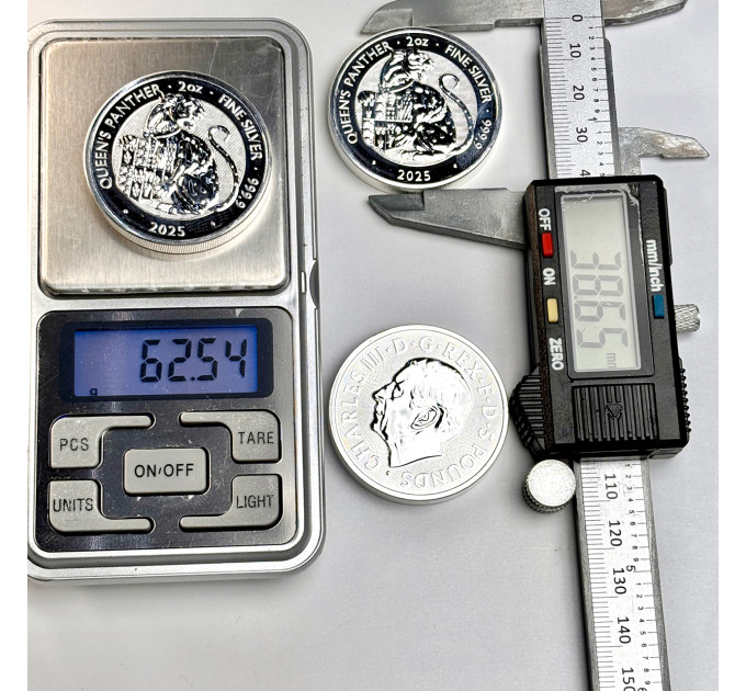 Серебряная монета 5£ Queen’s Panther 2oz 999.9 • Великобритания 2025