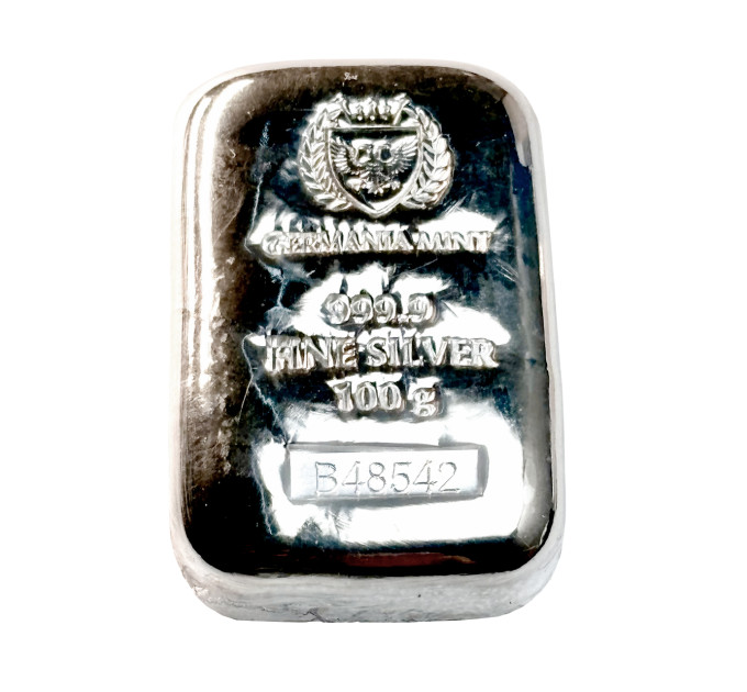 Срібний слиток 100 г Germania Mint — Ag 999.9