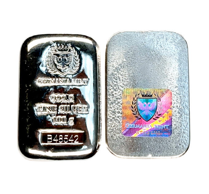 Срібний слиток 100 г Germania Mint — Ag 999.9
