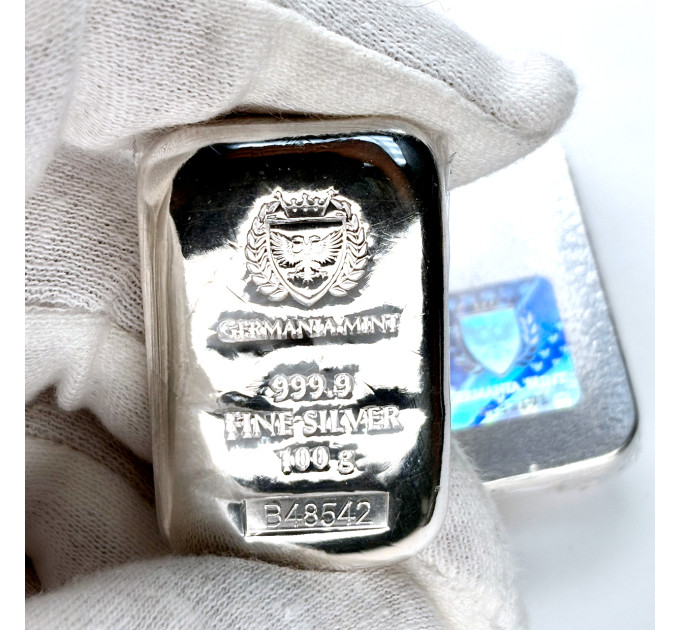 Срібний слиток 100 г Germania Mint — Ag 999.9