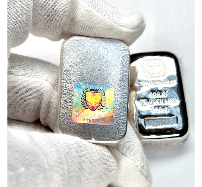Срібний слиток 100 г Germania Mint — Ag 999.9