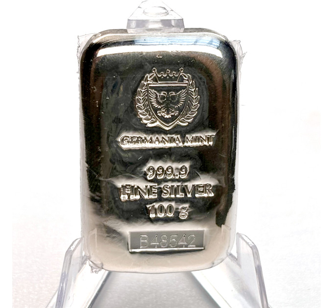 Срібний слиток 100 г Germania Mint — Ag 999.9