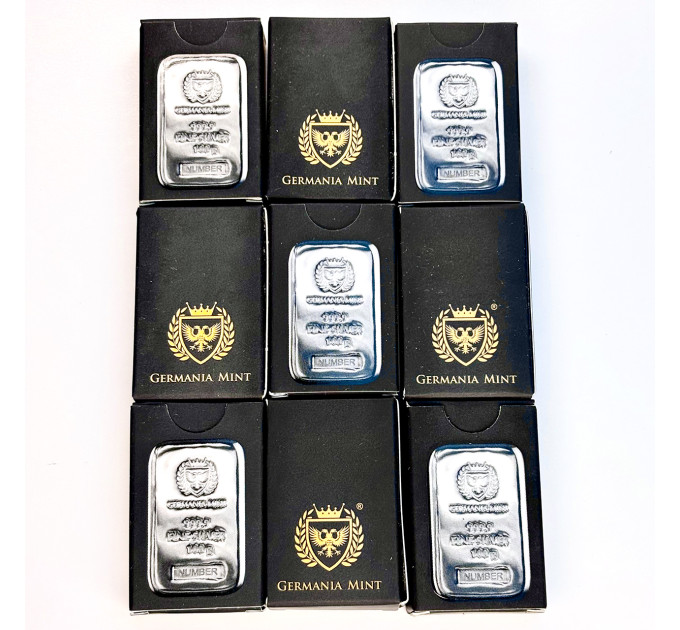 Срібний слиток 100 г Germania Mint — Ag 999.9