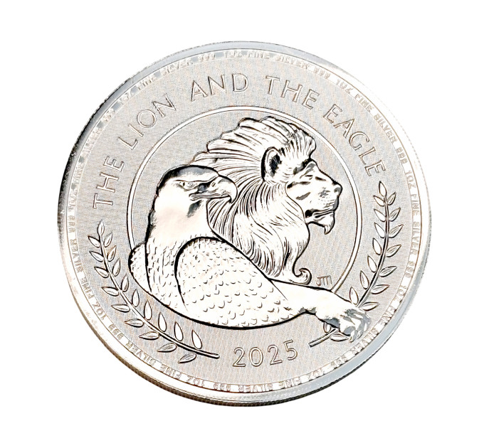 Серебряная монета £2 “Лев и Орёл” 1oz 2025 – коллекционная