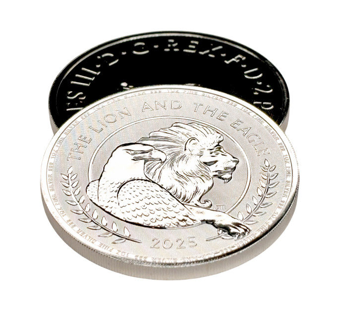 Серебряная монета £2 “Лев и Орёл” 1oz 2025 – коллекционная