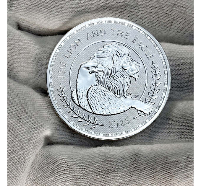 Серебряная монета £2 “Лев и Орёл” 1oz 2025 – коллекционная
