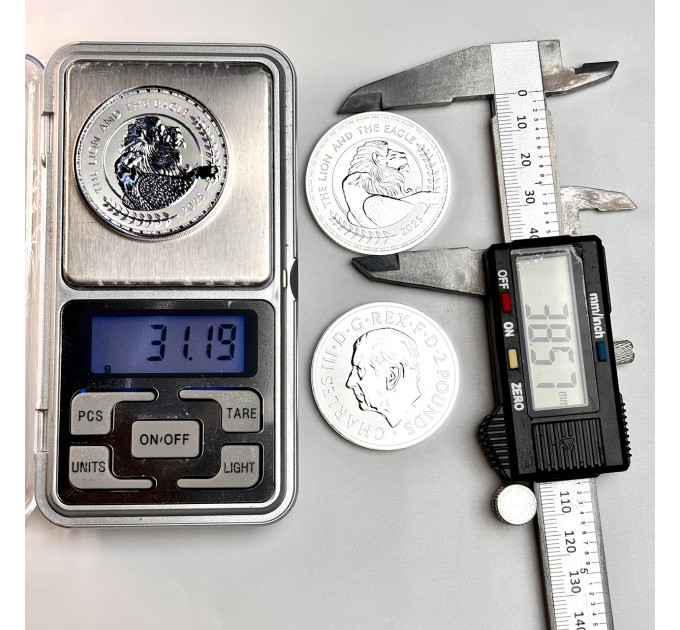 Серебряная монета £2 “Лев и Орёл” 1oz 2025 – коллекционная