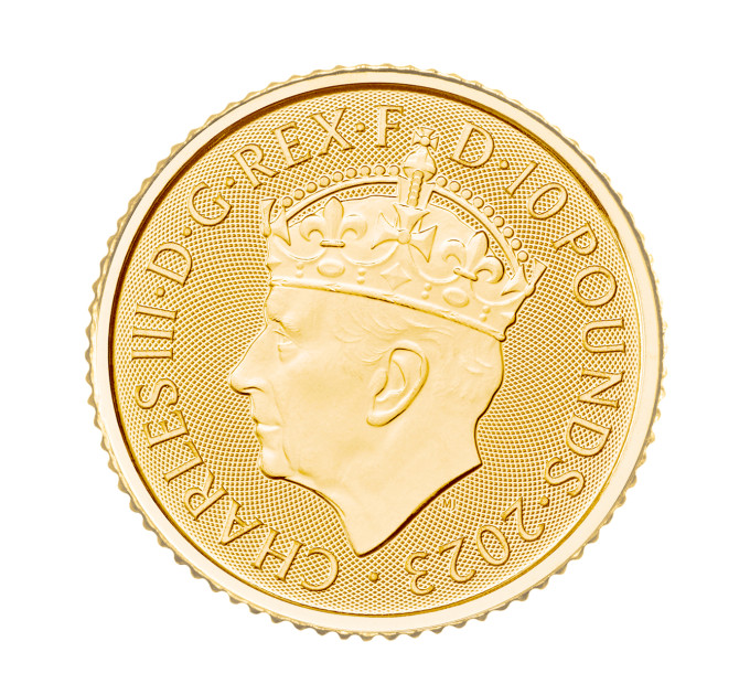Золотая монета £10 «Коронация Его Величества короля Чарльза III» 1/10 унции 2023