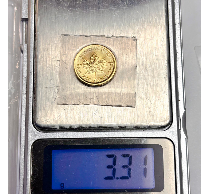 Золотая монета 5 $ «Кленовый лист» 1/10 oz 2017 Канада