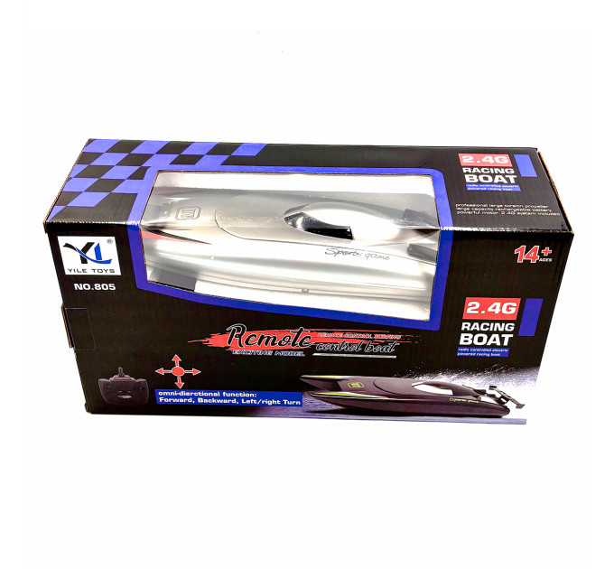 Радиоуправляемый катер Vile Toys 805 Racing Boat, 2.4 ГГц, серый