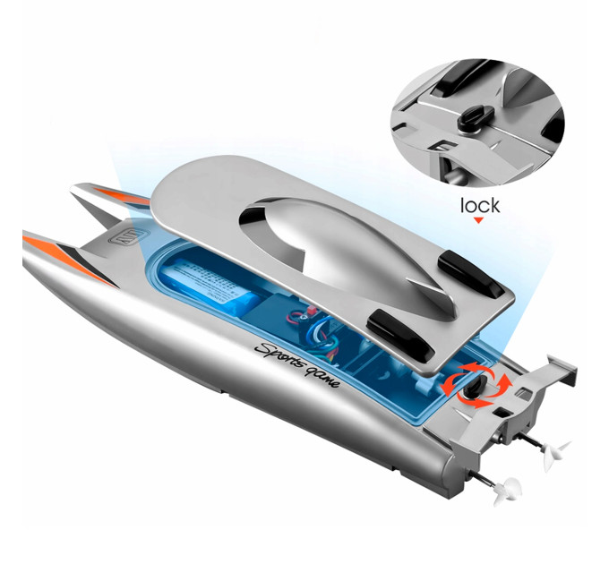 Радиоуправляемый катер Vile Toys 805 Racing Boat, 2.4 ГГц, серый