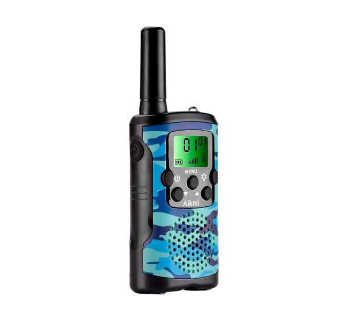 Детские рации Aikmi Kids Walkie Talkie 6 км — набор 2 шт | дальность до 6 км, режим VOX, 22 канала, синий камуфляж