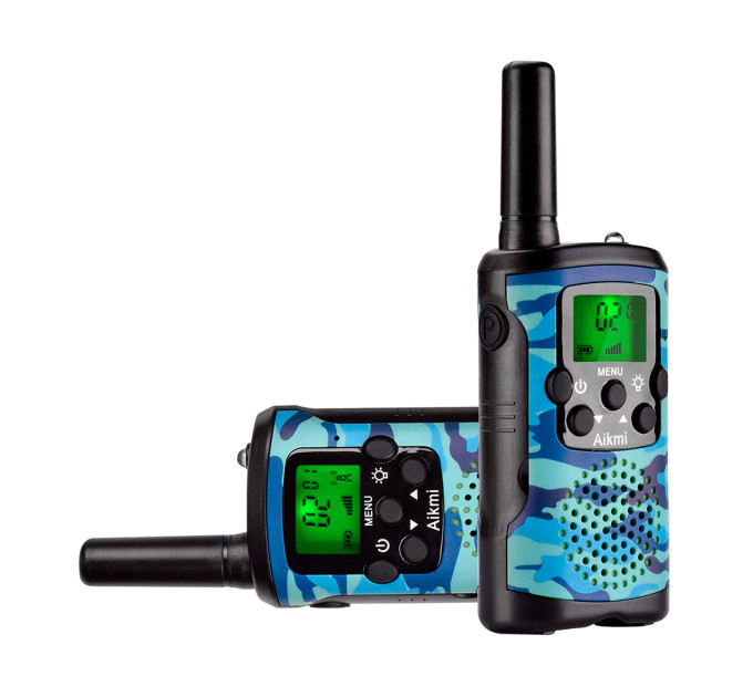 Детские рации Aikmi Kids Walkie Talkie 6 км — набор 2 шт | дальность до 6 км, режим VOX, 22 канала, синий камуфляж