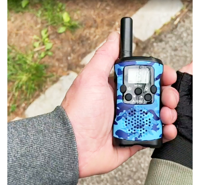 Детские рации Aikmi Kids Walkie Talkie 6 км — набор 2 шт | дальность до 6 км, режим VOX, 22 канала, синий камуфляж