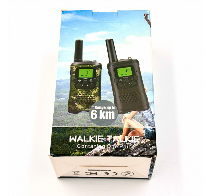 Детские рации Aikmi Kids Walkie Talkie 6 км — набор 2 шт | дальность до 6 км, режим VOX, 22 канала, синий камуфляж