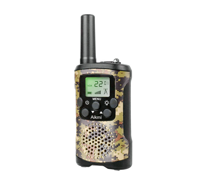 Детские рации Aikmi Kids Walkie Talkie 6 км — набор 2 шт | дальность до 6 км, режим VOX, 22 канала, зелёный камуфляж