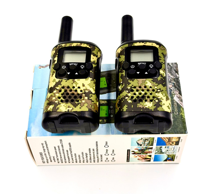 Детские рации Aikmi Kids Walkie Talkie 6 км — набор 2 шт | дальность до 6 км, режим VOX, 22 канала, зелёный камуфляж