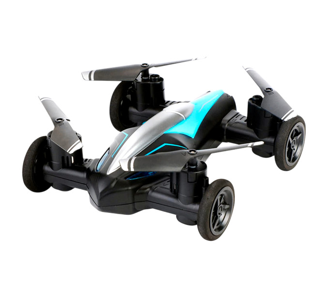 Дрон-машинка JJRC 2-в-1 — мини-квадрокоптер и гоночный автомобиль с LED, 2,4 ГГц, 8 минут игры, синий