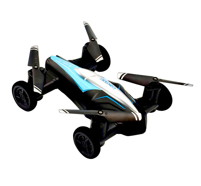 Дрон-машинка JJRC 2-в-1 — мини-квадрокоптер и гоночный автомобиль с LED, 2,4 ГГц, 8 минут игры, синий