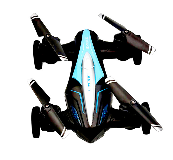 Дрон-машинка JJRC 2-в-1 — мини-квадрокоптер и гоночный автомобиль с LED, 2,4 ГГц, 8 минут игры, синий