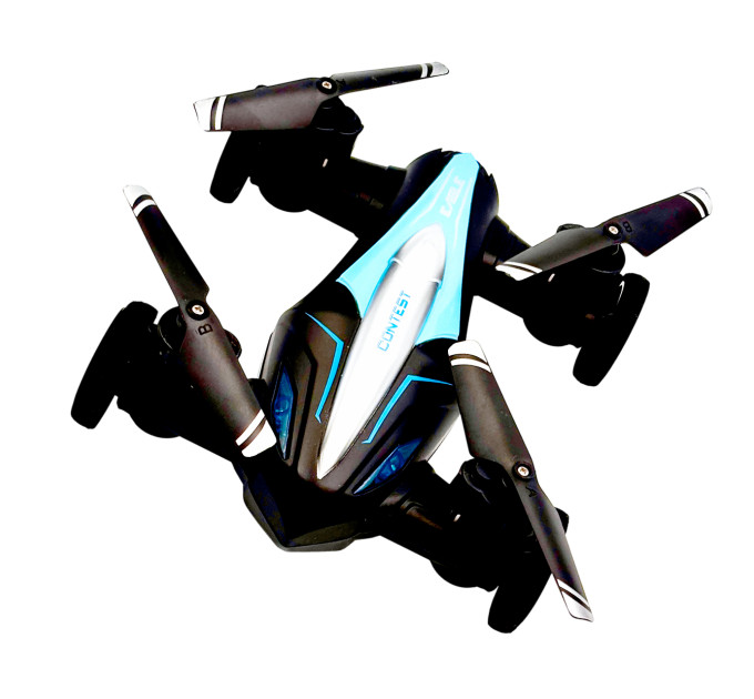Дрон-машинка JJRC 2-в-1 — мини-квадрокоптер и гоночный автомобиль с LED, 2,4 ГГц, 8 минут игры, синий