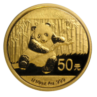 Золотая монета «Китайская Панда» 2014 — 1/10 oz (3.11 г), 50 юаней