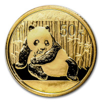 Золотая монета «Китайская Панда» 2015 — 1/10 oz (3.11 г), 50 юаней