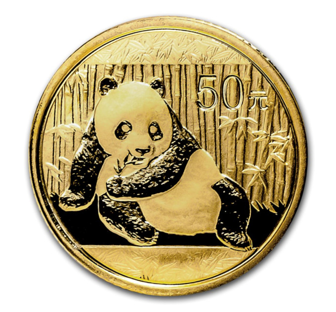 Золотая монета «Китайская Панда» 2015 — последняя серия,1/10 oz, золото 999, 50 юаней