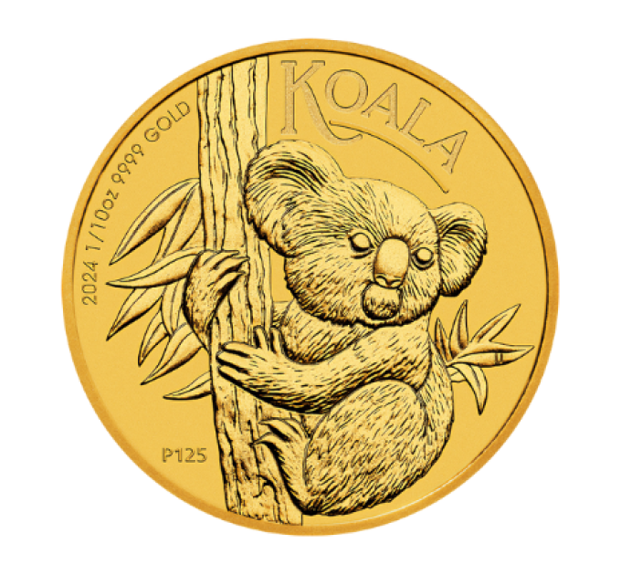 Инвестиционная золотая монета 15$ «Koala» 2024 – 1/10 унции чистого золота (.9999), лимитированный выпуск