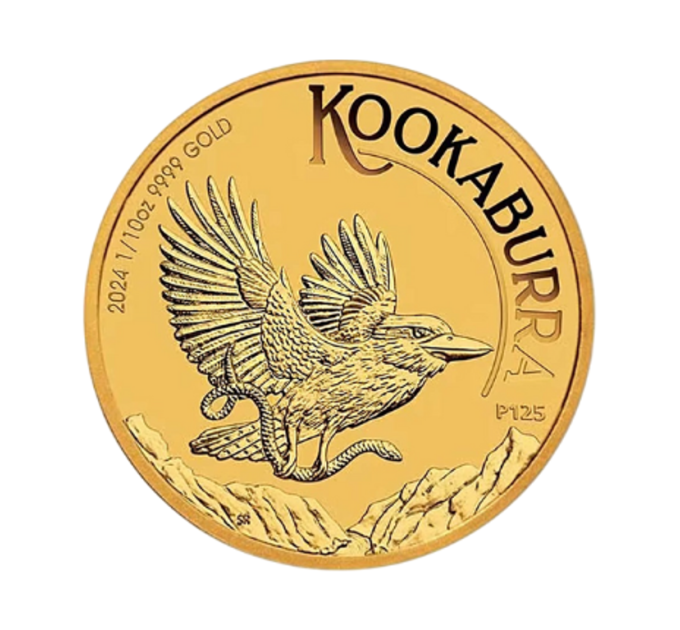 Коллекционная золотая монета 15$ «Кукабура» 2024 – 1/10 унции чистого золота (.9999), серия Gold Kookaburra