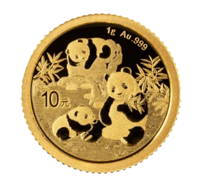 Коллекционная золотая монета «Chinese Gold Panda» 2025 – 10 юаней, 1 г чистого золота (.999), официальный выпуск Китая