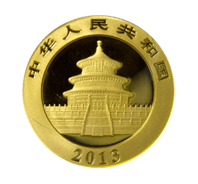China 2013 Gold Panda 1/20 oz – инвестиционная золотая монета 20 Yuan, проба .999
