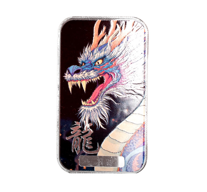 Серебряный слиток Dragon Jìng 1oz 2025 США — коллекционный цветной слиток Ag .999 с драконом