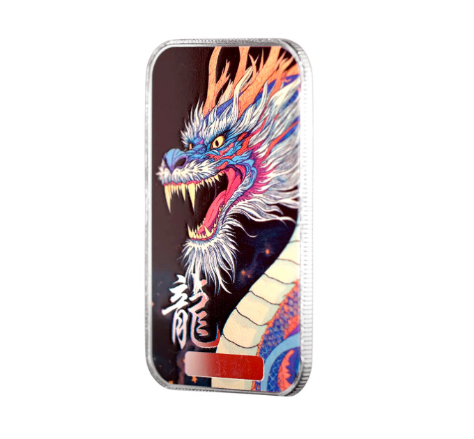 Серебряный слиток Dragon Jìng 1oz 2025 США — коллекционный цветной слиток Ag .999 с драконом