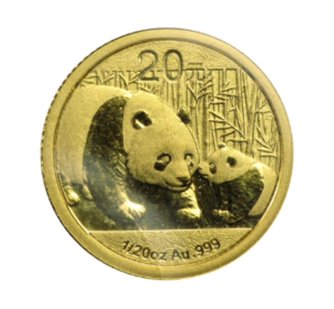 Золотая монета 20 юаней «Chinese Gold Panda» 2011 — инвестиционная и коллекционная монета 1/20 унции