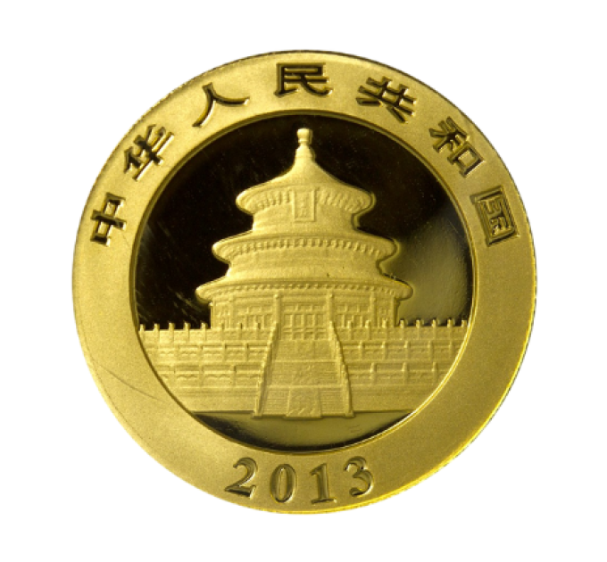 Золотая монета 1/10 унции «Chinese Gold Panda» 2013 — коллекционная и инвестиционная монета 100 юаней