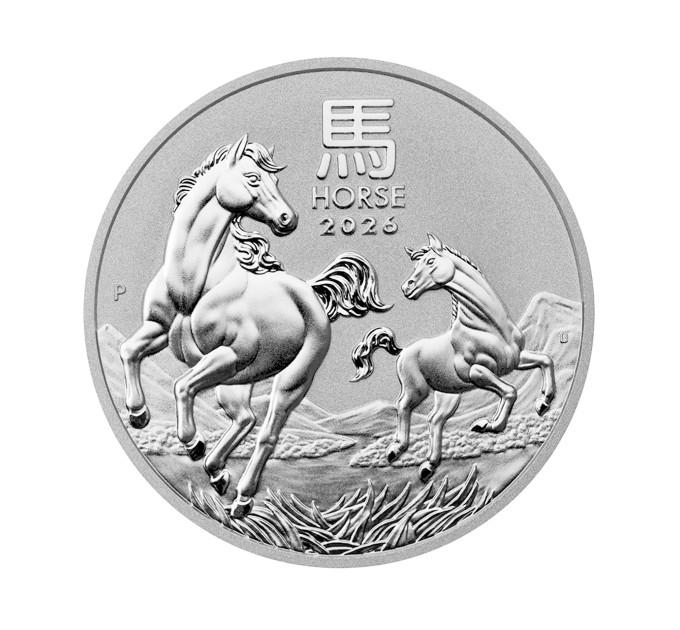 Серебряная монета 1$ Year of the Horse 1oz 2026 Австралия — инвестиционная и коллекционная монета