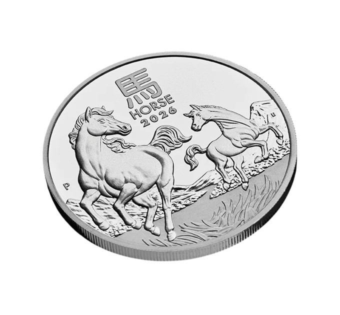 Серебряная монета 1$ Year of the Horse 1oz 2026 Австралия — инвестиционная и коллекционная монета